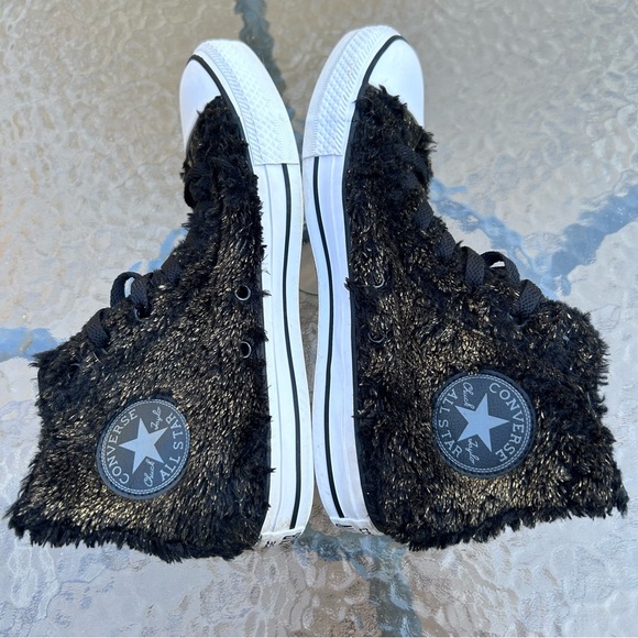 Converse Chuck Taylor All Stars EUC Women’s Size 7  Sparkle Fur High Top Sneaker - Picture 4 of 9